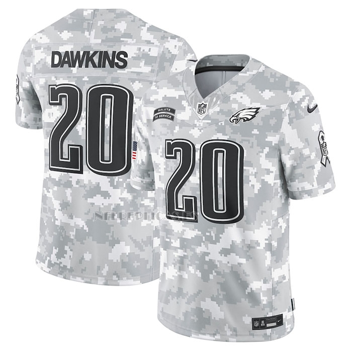 Camiseta NFL Limited Philadelphia Eagles Brian Dawkins 2024 Salute To Service Retired Gris